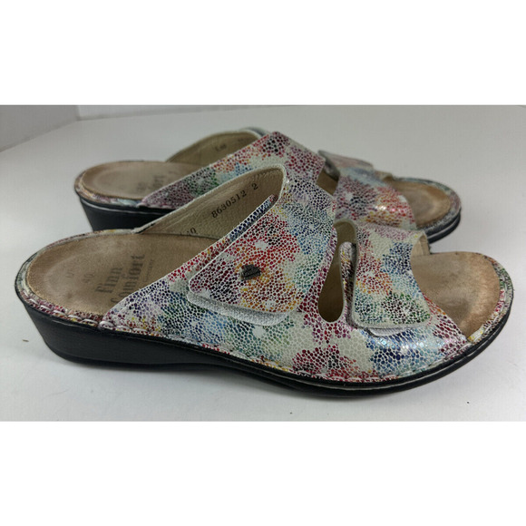 Finn Comfort German Two Strap Sandals Mult-Colored Cork Slides Women's 40 US 8.5 - Picture 6 of 14
